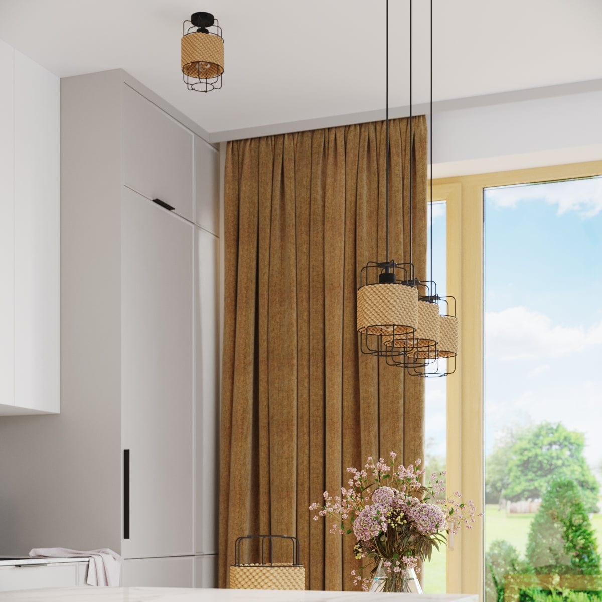 Gizur Taklampa - Modern Loft Stil - Svart Stål och Naturligt Trä - Varmt Ljus med Dekorativ Glödlampa - Mångsidig för Alla Interiörer - Unik Design Accent