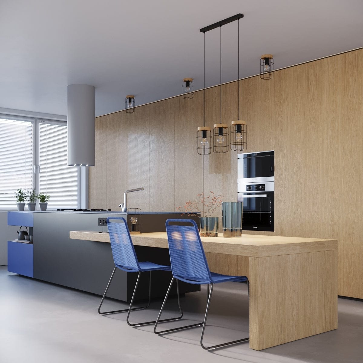 Gotto Taklampa - Modern Loft Design - Svart Stål och Naturligt Trä - Varm Lugnande Ljus - Hållbar Konstruktion - Perfekt för Klassiska och Moderna Interiörer