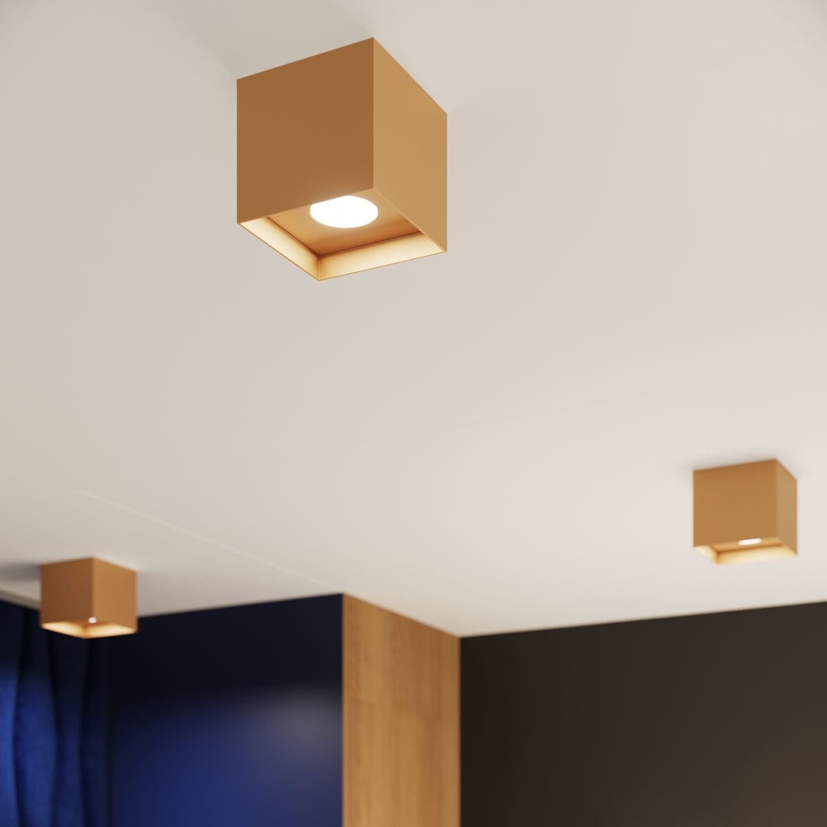 Hati Taklampa - Guld - Industriell Loftstil - Lätt Gipscement - Minimalistisk Design - Enkel Bytning av Glödlampa - Kompakt och Mångsidig