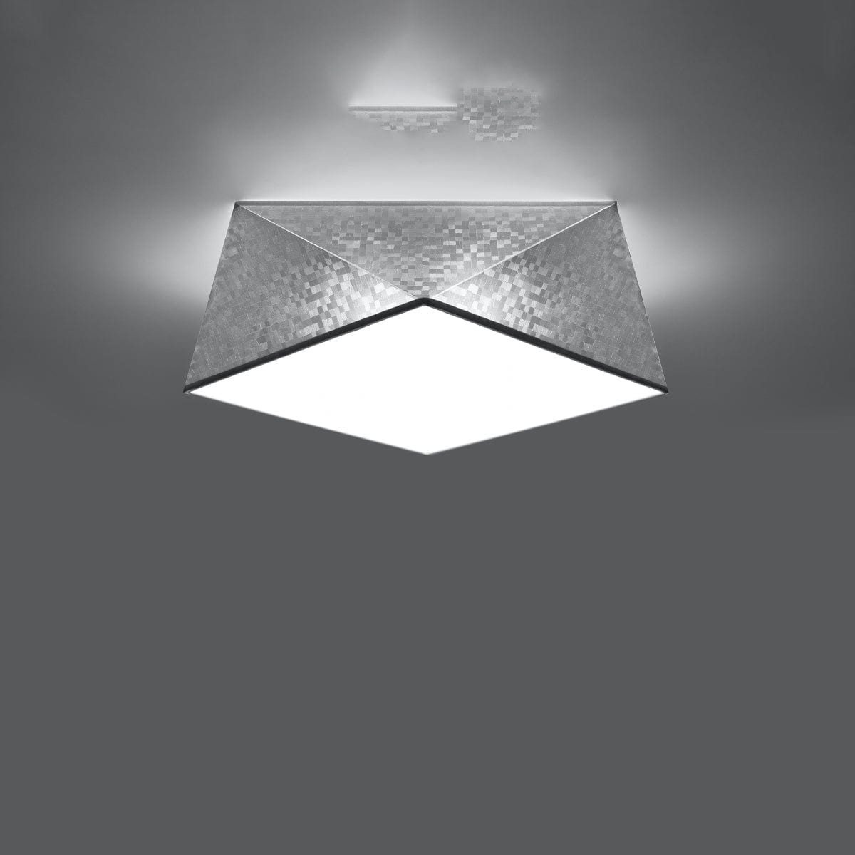 HEXA Silver Taklampa 35 cm - Modern Geometrisk Design - E27 Lampa Kompatibel - Hållbar &amp; Elegant Belysning för Stiliga Interiörer