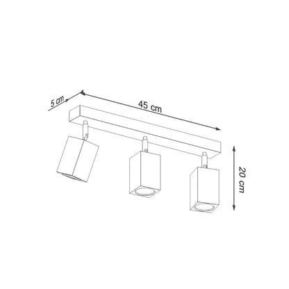 KEKE 3 Ek Taklampa - Modern Minimalistisk Belysning - Loft Stil Trädesign - Hållbara och Justerbara Lampa Alternativ