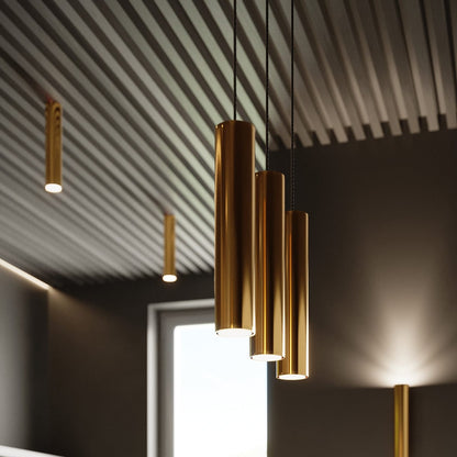 LAGOS 30 Polerad Guld Taklampa - Modern Minimalistisk Design - Justerbar Höjd - Hållbart Stål - GU10 Lampa Kompatibel