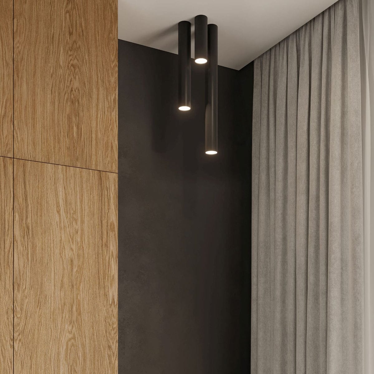 LAGOS 60 Svart Taklampa - Modern Minimalistisk Design - Hållbar Stål - Lätt Installation - GU10 Lampa Kompatibel