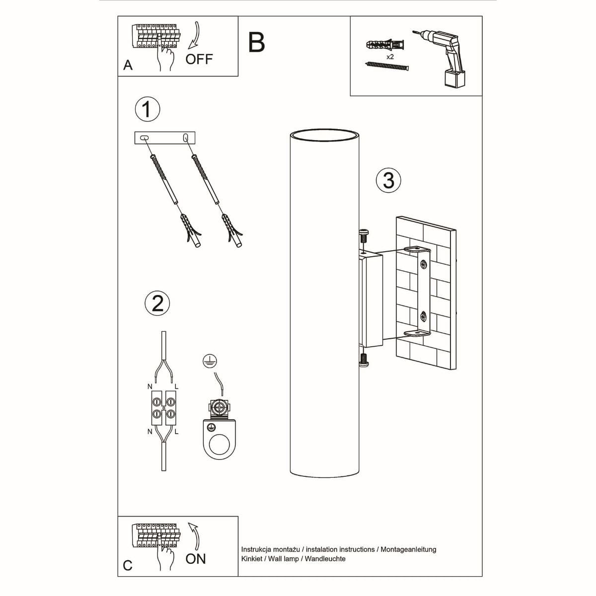 Lagos - Metallvägglampa - Svart finish - Minimalistisk design - Pulverlackerad stål - GU10-lampa kompatibel - Upp- och nedljus