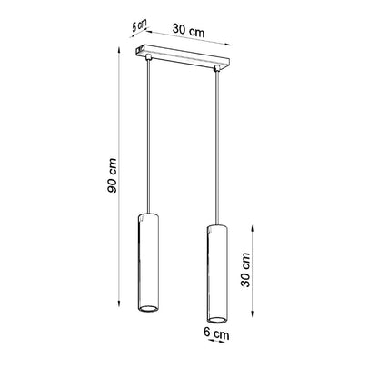 LAGOS - Pendelamp 2 Vit - Minimalistisk Hängande Ljusstake - Justerbar Sladd - Hållbar Stålskärm