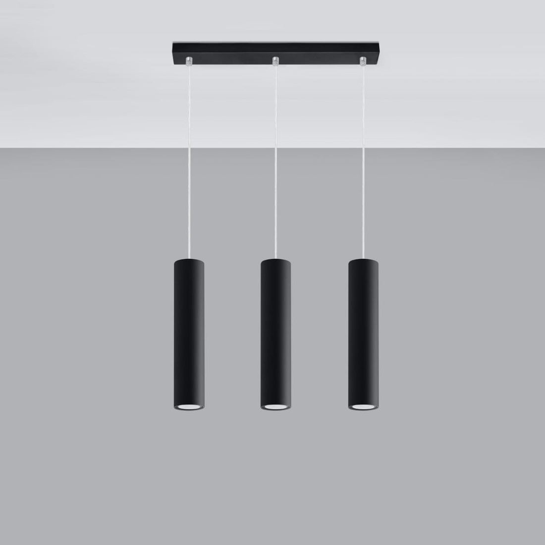 LAGOS - Pendelamp 3L Svart - Modern Hängande Lampa - Justerbar Sladd - Hållbar Stålskärm