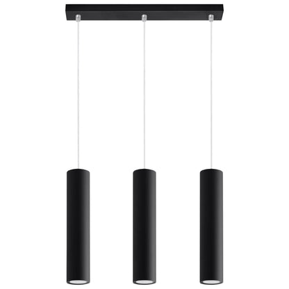 LAGOS - Pendelamp 3L Svart - Modern Hängande Lampa - Justerbar Sladd - Hållbar Stålskärm