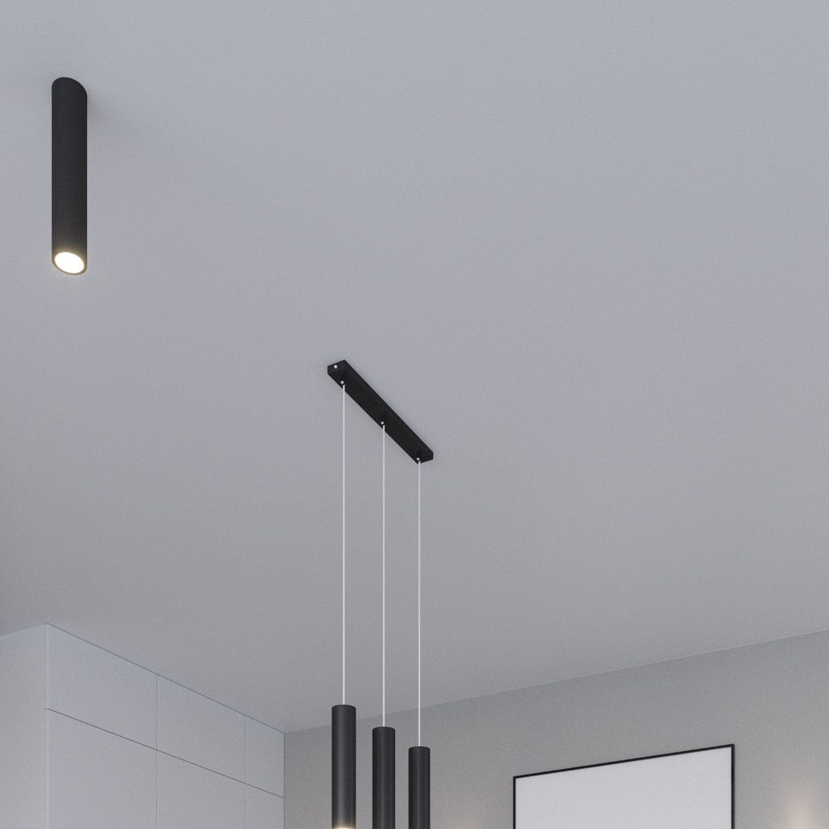 LAGOS - Pendelamp 3L Svart - Modern Hängande Lampa - Justerbar Sladd - Hållbar Stålskärm