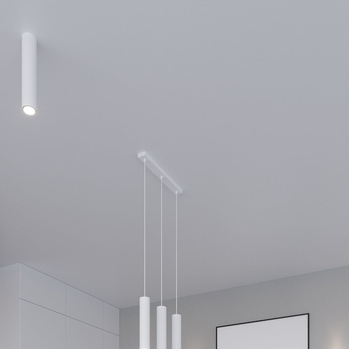 LAGOS - Pendellampa 3L Vit - Modern Hänglampa - Justerbar Sladd - Hållbar Stålskärm
