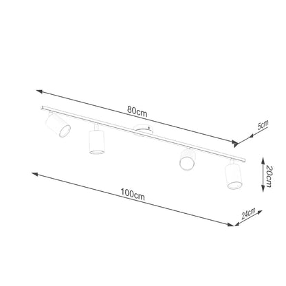 LEMMI Taklampa 4 L Svart - Minimalistisk Design - Justerbar Ljusvinkel - Smart Glödlampa Kompatibel - Lätt Att Rengöra - Funktionell Belysning
