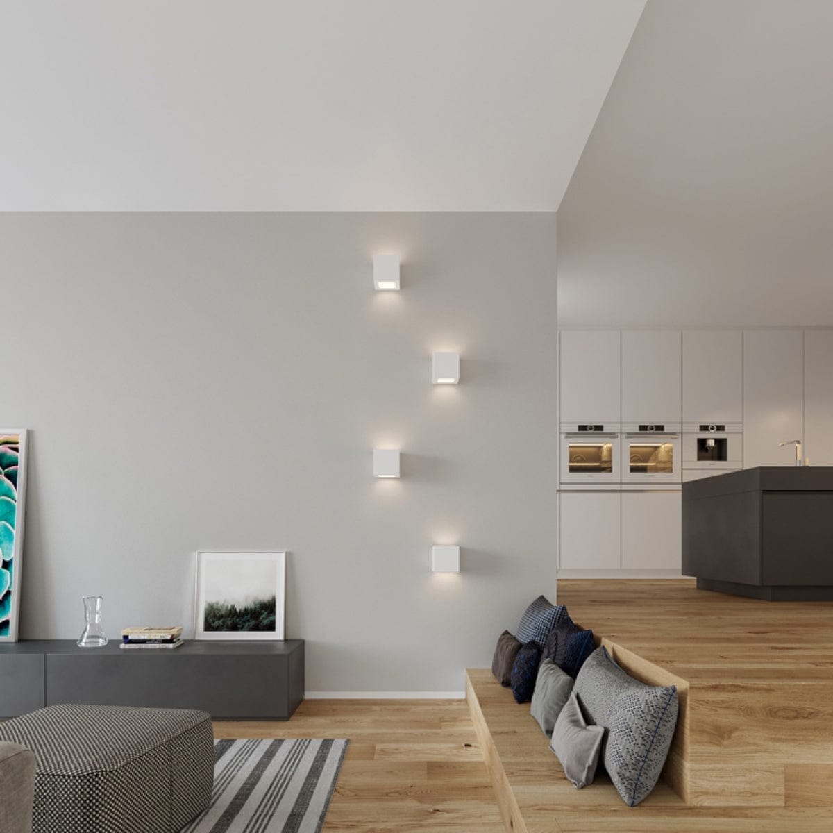 Leo Keramisk Vägglampa - Vit - Geometrisk Design - E27 - LED Kompatibel