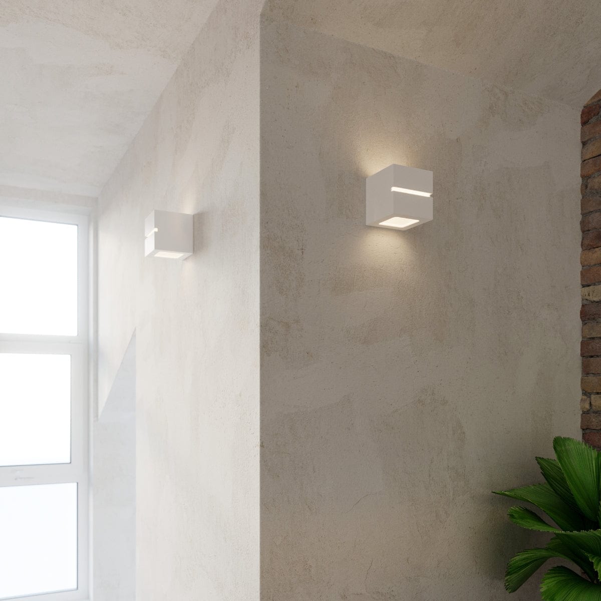 LEO LINE - Vägglampa Keramik - Modern Design - Målningsbar Yta - E27 Kompatibel - Upp &amp; Ner Ljuseffekt