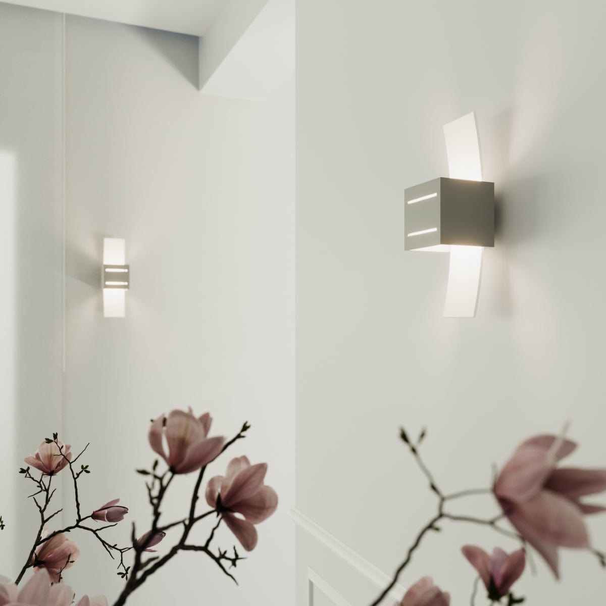 Loreto Vägglampa - Grå - Modern Aluminium &amp; Glas - G9 LED Kompatibel - 10x12x30 cm