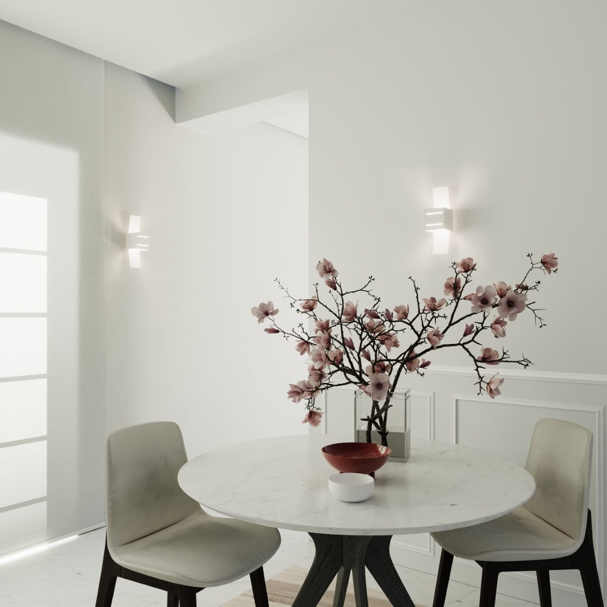 Loreto Vägglampa - Vit - Modern Aluminium &amp; Glas - G9 LED Kompatibel - 10x12x30 cm