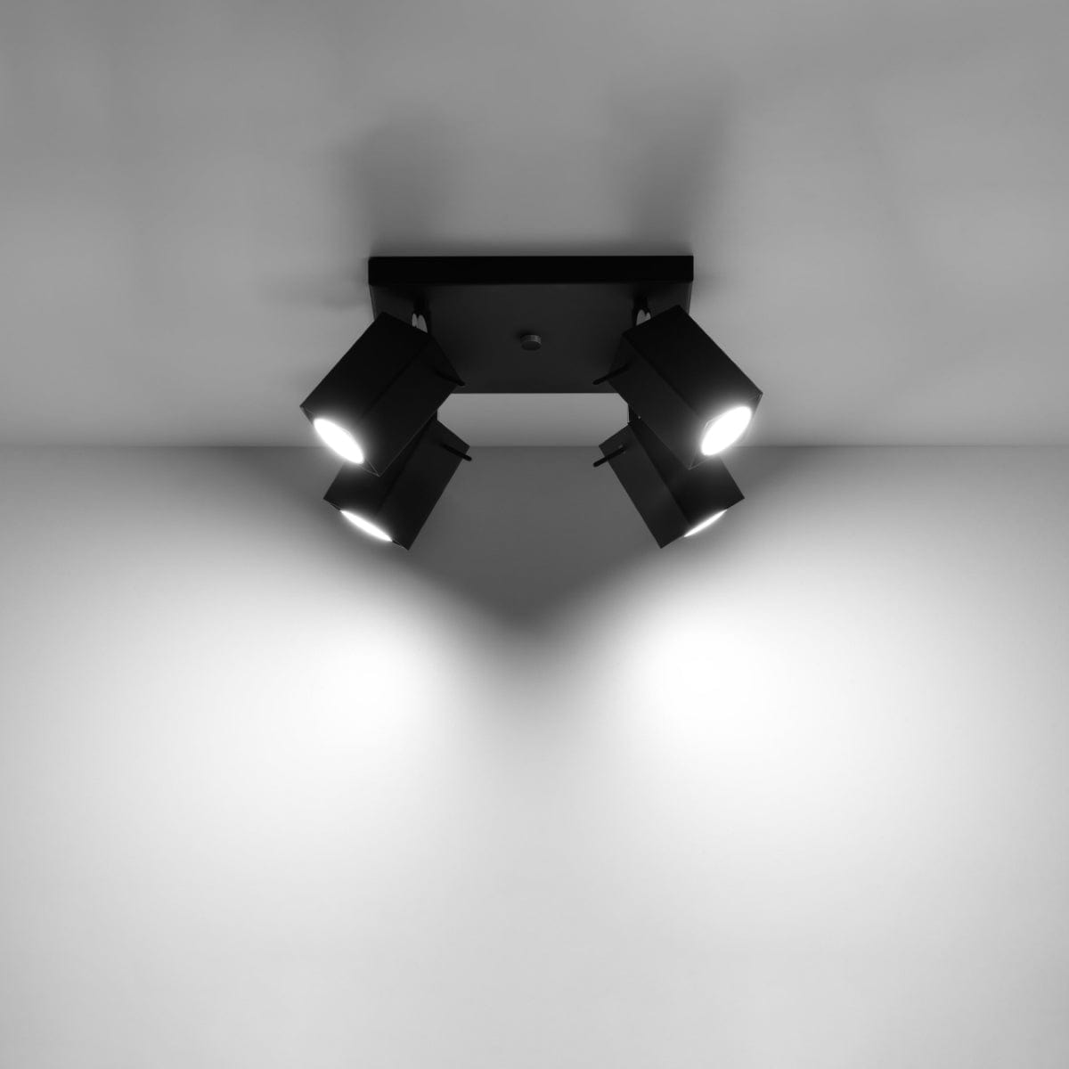 Merida Industrial Black Quad Spotlight - Justerbar Stål Vägg- och Taklampa - 25x25x16 cm
