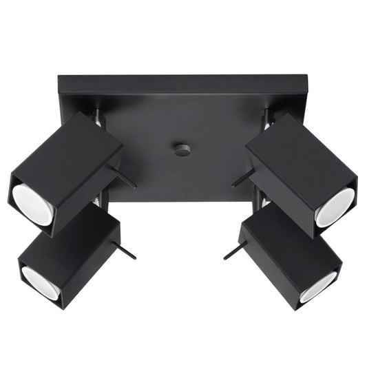 Merida Industrial Black Quad Spotlight - Justerbar Stål Vägg- och Taklampa - 25x25x16 cm