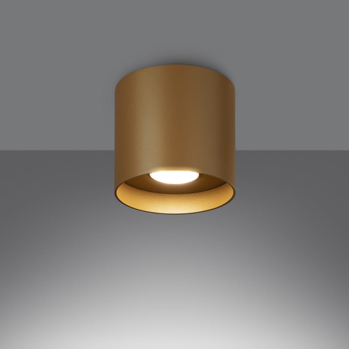 MIKA Taklampa Guld - Minimalistisk Design - Anpassningsbar Lampa - Modern och Mångsidig - Högkvalitativ Polsk Produktion - Elegant Cylindrisk Form