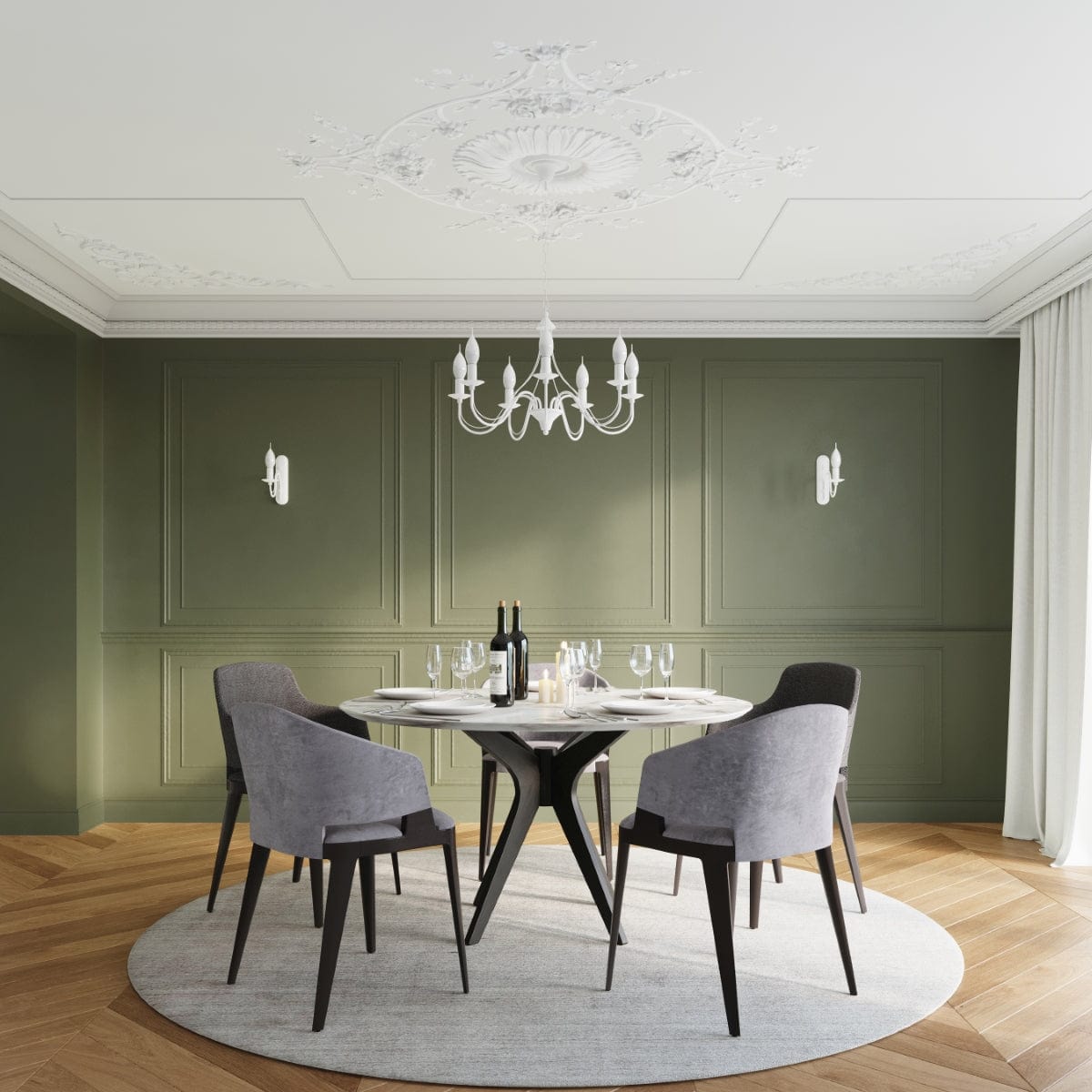 Minerwa 7-Ljus Vit Stål Kandelaber - Klassisk Kandelabr Design, E14 LED Kompatibel