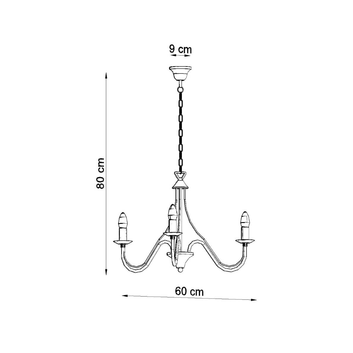 Minerwa Chandelier - 3-armad kandelaber design - E14 - Svart stålfinish - Klassisk elegans