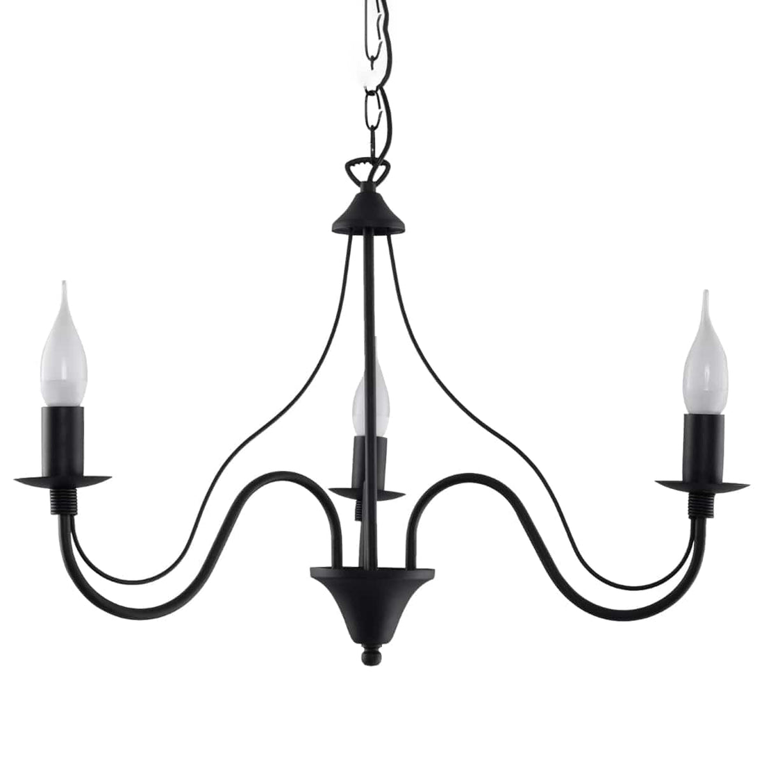 Minerwa Chandelier - 3-armad kandelaber design - E14 - Svart stålfinish - Klassisk elegans