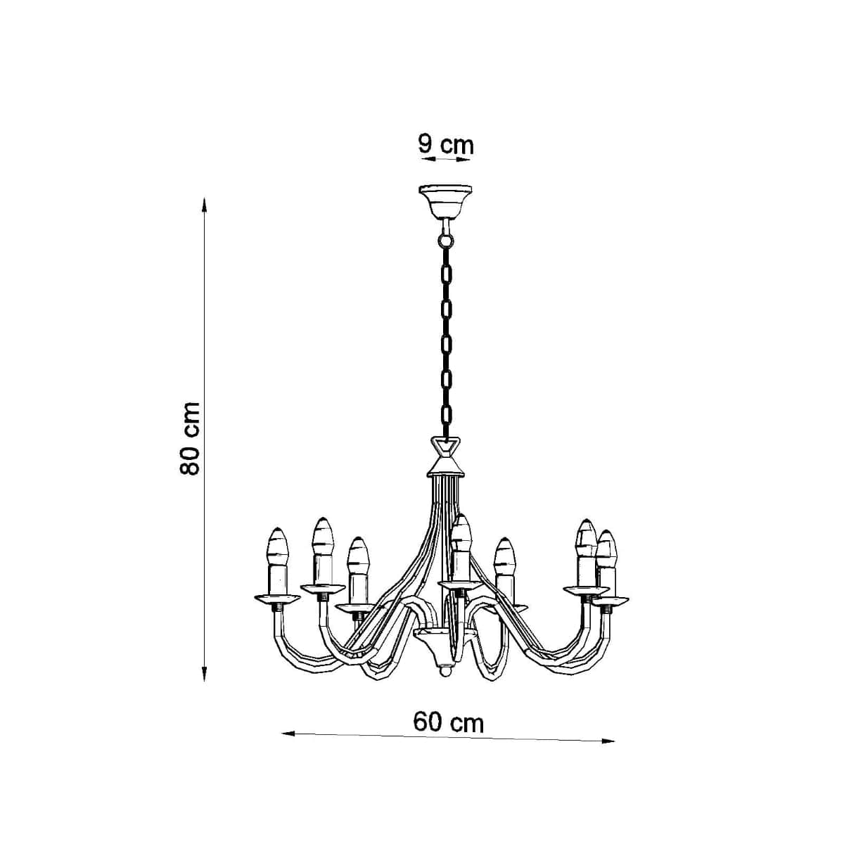Minerwa Chandelier - 7-armad svart kandelaber - E14 - Stål - Tidlös elegans