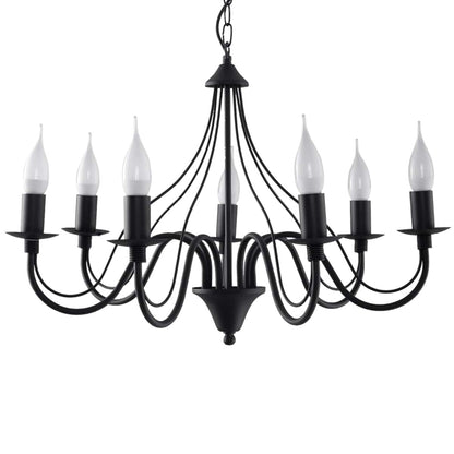 Minerwa Chandelier - 7-armad svart kandelaber - E14 - Stål - Tidlös elegans