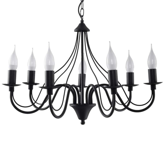 Minerwa Chandelier - 7-armad svart kandelaber - E14 - Stål - Tidlös elegans