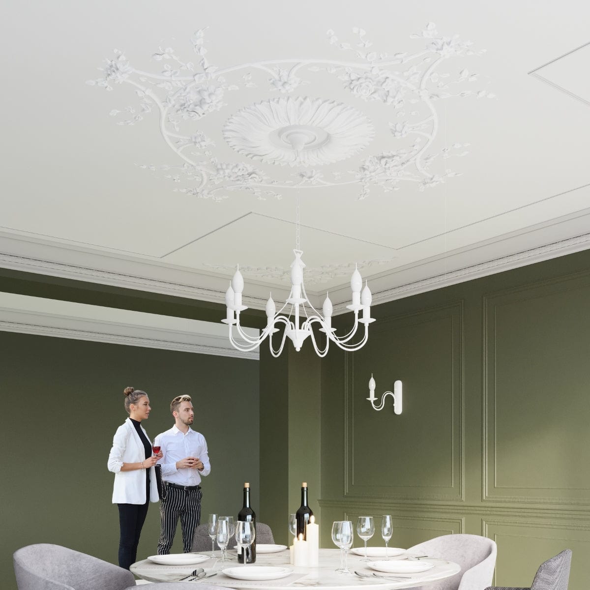 Minerwa Chandelier - Vit Stål - 5-Arm Kandelaberdesign - E14 LED Kompatibel