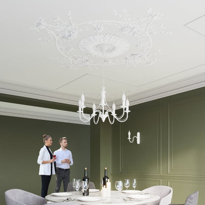 Minerwa Chandelier - Vit Stål - 5-Arm Kandelaberdesign - E14 LED Kompatibel