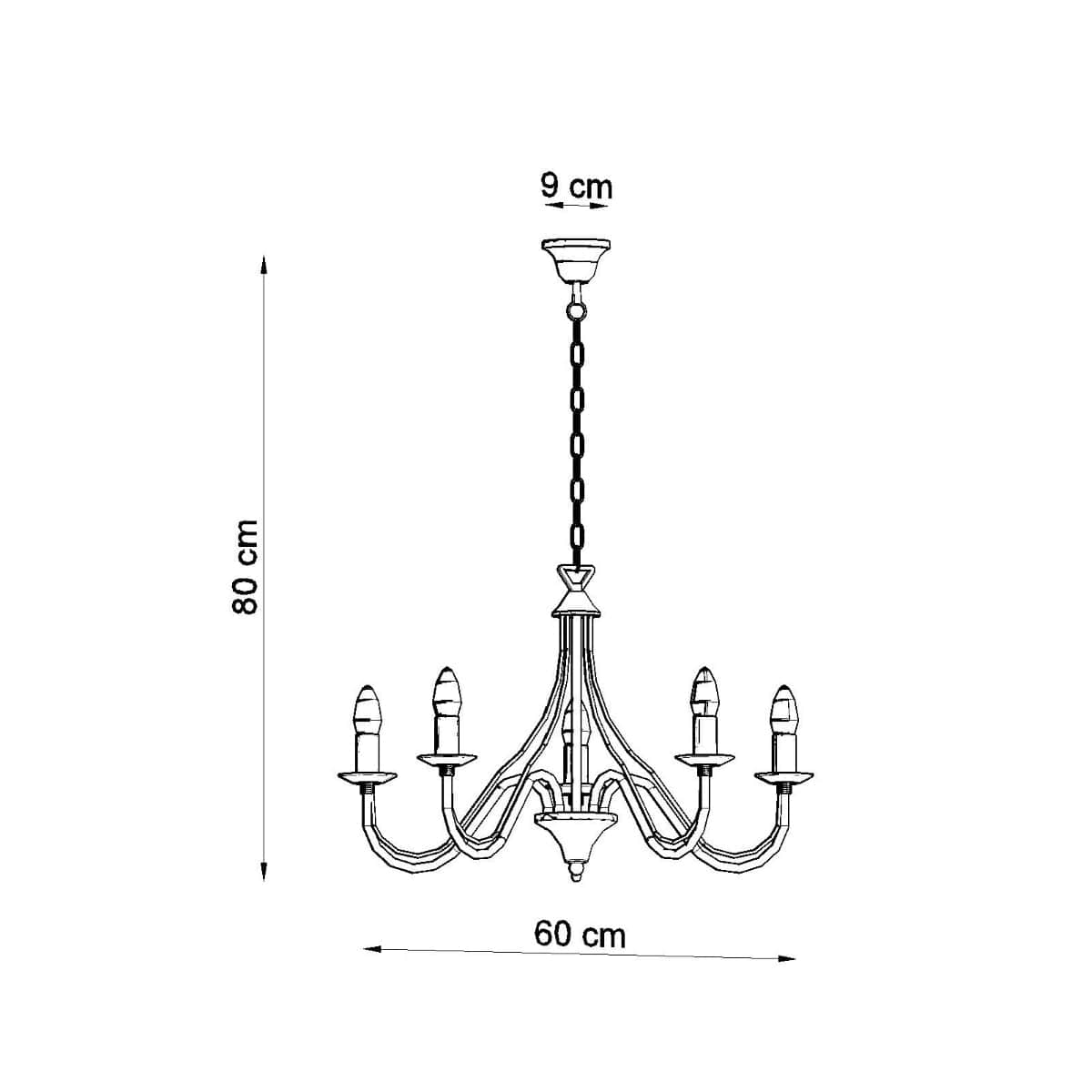 Minerwa Chandelier - Vit Stål - 5-Arm Kandelaberdesign - E14 LED Kompatibel