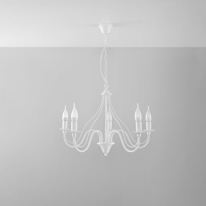 Minerwa Chandelier - Vit Stål - 5-Arm Kandelaberdesign - E14 LED Kompatibel