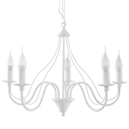 Minerwa Chandelier - Vit Stål - 5-Arm Kandelaberdesign - E14 LED Kompatibel