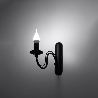 Minerwa - Väggljusstake - Svart Finish - Glamour Design - Pulverlackerad Stål - E14 Lampa Kompatibel - Hållbar &amp; Elegant