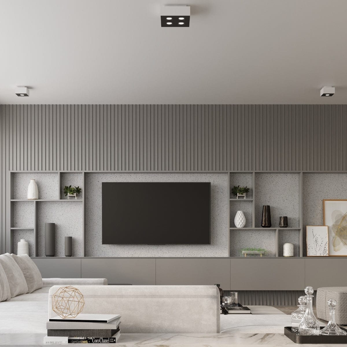 Mono Taklampa - GU10 Dubbel Ljuskälla, Stål Design, Vit/Svart, 24x14x11 cm