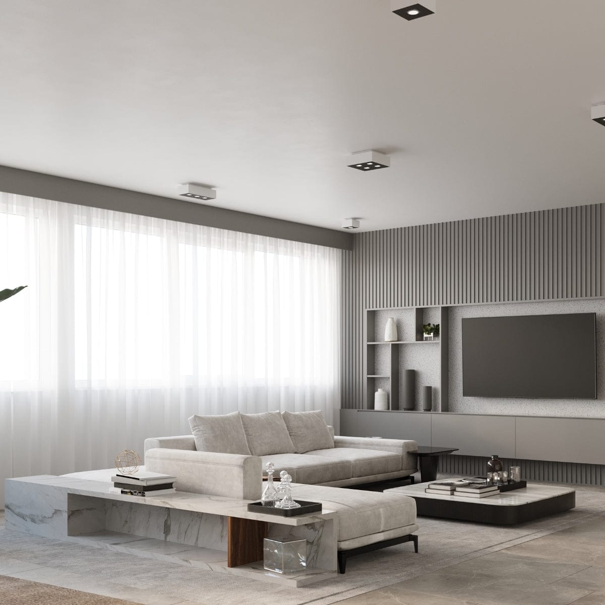 Mono Taklampa - GU10 Lampa, Minimalistisk Stål Design, Vit/ Svart, 14x14x11 cm