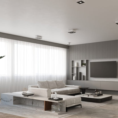 Mono Taklampa - GU10 Lampa, Minimalistisk Stål Design, Vit/ Svart, 14x14x11 cm