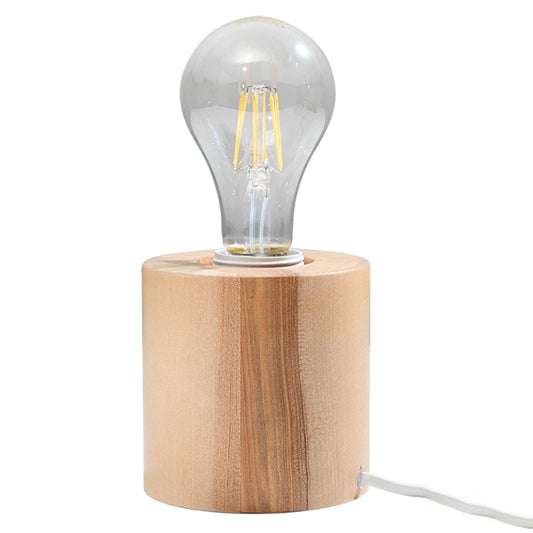 Naturlig Trä Bordslampa - Minimalistisk Fyrkantig Design - E27 Kontakt - 10x10x10 cm
