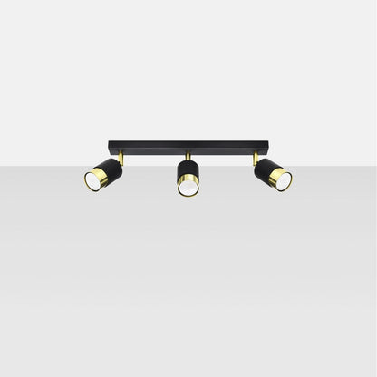 NERO Taklampa 3 Svart/Guld - Modern Loftdesign - Justerbara Armar - Kompatibel med GU10-lampor - Högkvalitativt Stål - Stylig och Funktionell
