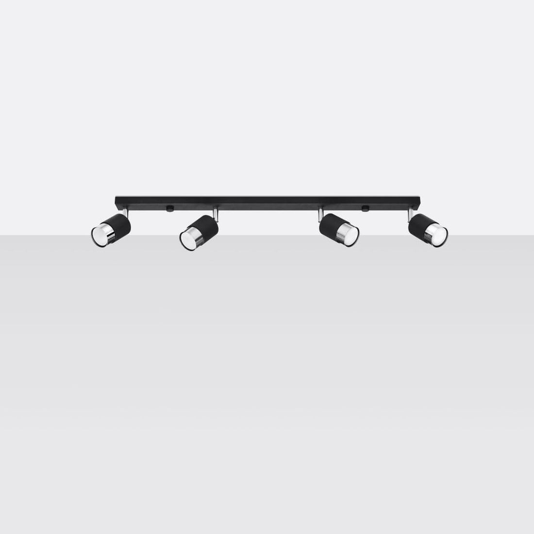 NERO Taklampa 4 Svart/Krom - Modern Loftdesign - Justerbara Armar - Kompatibel med GU10 Glödlampor - Högkvalitativt Stål - Stilren och Funktionell