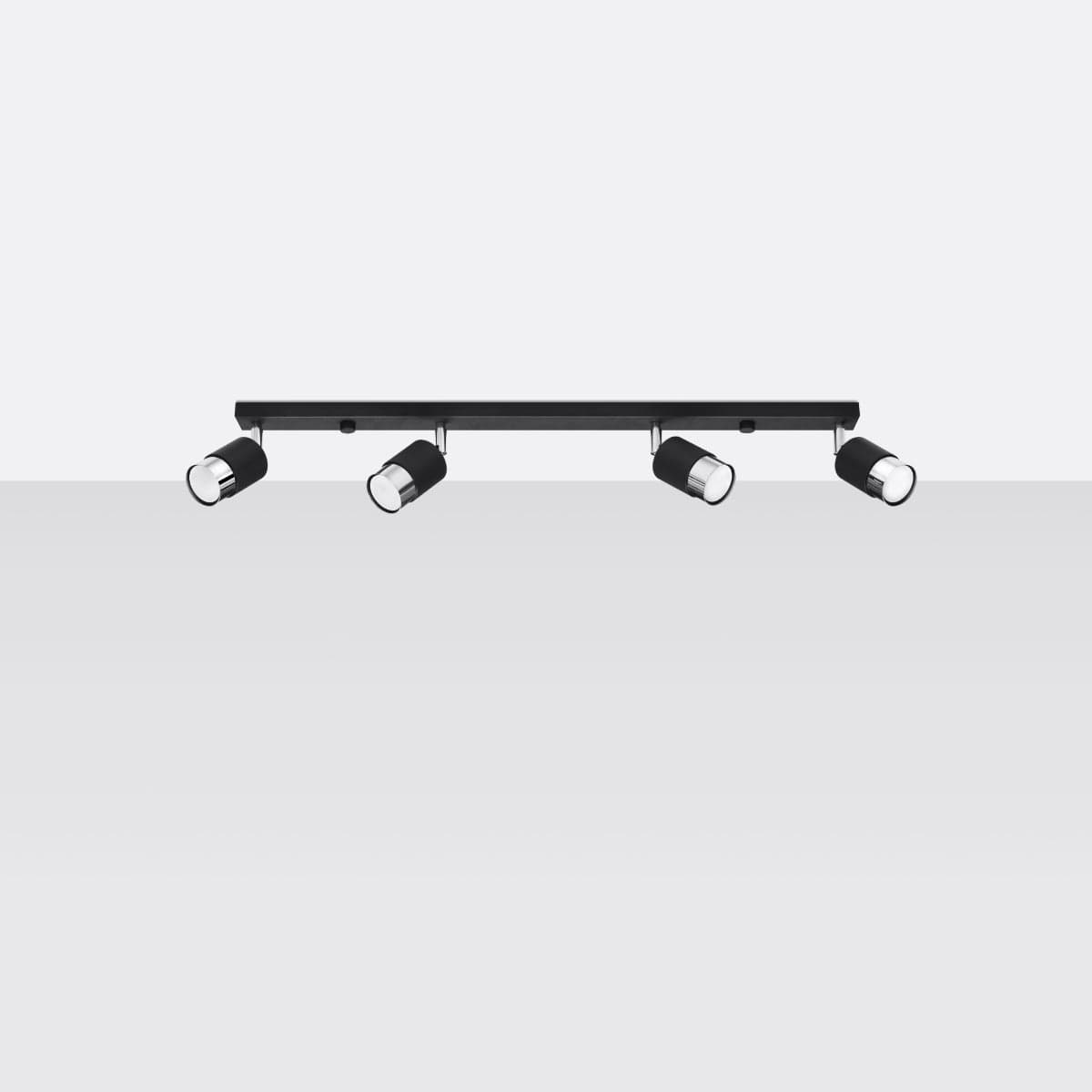 NERO Taklampa 4 Svart/Krom - Modern Loftdesign - Justerbara Armar - Kompatibel med GU10 Glödlampor - Högkvalitativt Stål - Stilren och Funktionell