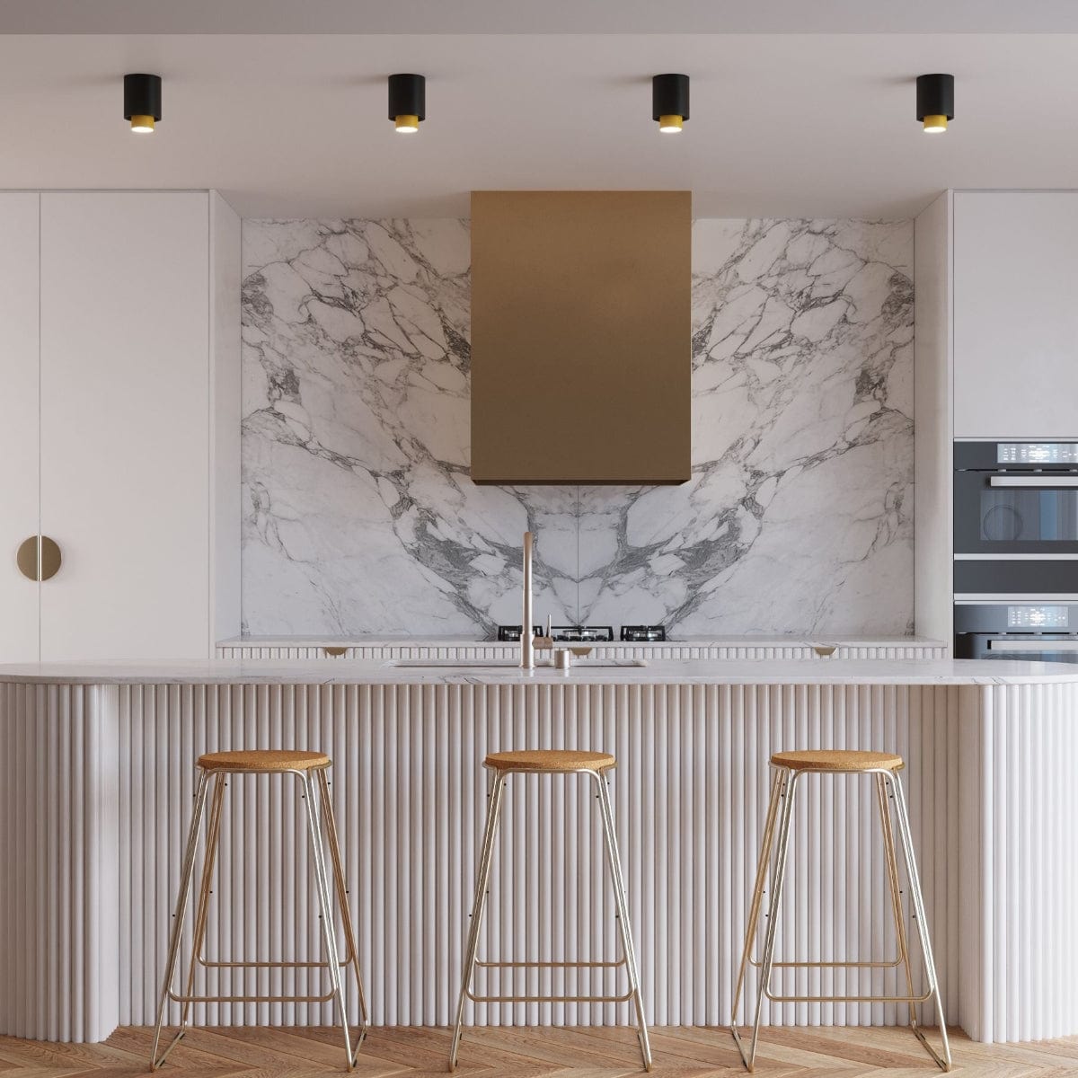 NESI Taklampa Svart - Svart och Guld Design - Utbytbara GU10 Ljuskällor - Enkel Installation - Snabb Rengöring - Modern och Klassisk Stil