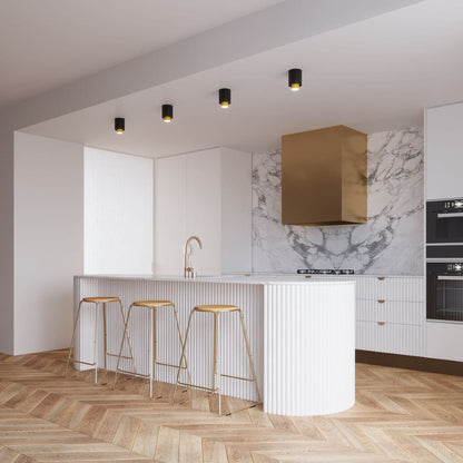 NESI Taklampa Svart - Svart och Guld Design - Utbytbara GU10 Ljuskällor - Enkel Installation - Snabb Rengöring - Modern och Klassisk Stil