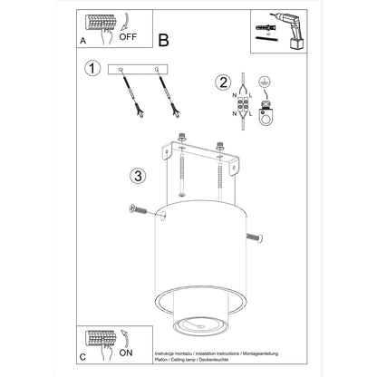 NESI Taklampa Svart - Svart och Guld Design - Utbytbara GU10 Ljuskällor - Enkel Installation - Snabb Rengöring - Modern och Klassisk Stil