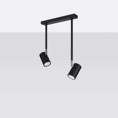 NORANO Taklampa 2 Svart - Justerbar Ljusriktning - Minimalistisk Design - Tillverkad i Polen - Tidlös Svart med Krominsatser - Modern och Funktionell