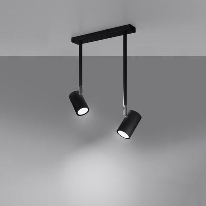 NORANO Taklampa 2 Svart - Justerbar Ljusriktning - Minimalistisk Design - Tillverkad i Polen - Tidlös Svart med Krominsatser - Modern och Funktionell