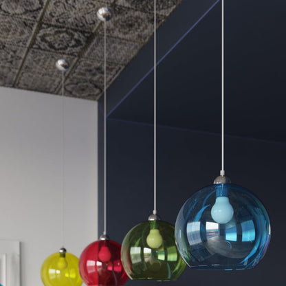 Pendellampa Boll - Vit Glasbollampa - Elegant Hängande Lampa - 8 Färgval - Utbytbar E27 Lampa - Jämn Ljusspridning - Lätt att Rengöra