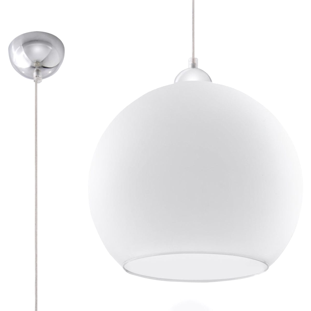 Pendellampa Boll - Vit Glasbollampa - Elegant Hängande Lampa - 8 Färgval - Utbytbar E27 Lampa - Jämn Ljusspridning - Lätt att Rengöra