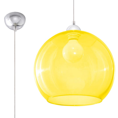 Pendellampa Ball - Gul Glasbollampa - Modern Hängande Lampa - Utbytbart E27 Lampa - Unik Glödeffekt - Lätt att Rengöra - Jämn Ljusspridning