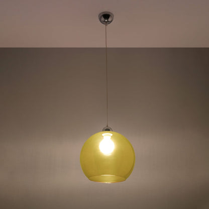 Pendellampa Ball - Gul Glasbollampa - Modern Hängande Lampa - Utbytbart E27 Lampa - Unik Glödeffekt - Lätt att Rengöra - Jämn Ljusspridning