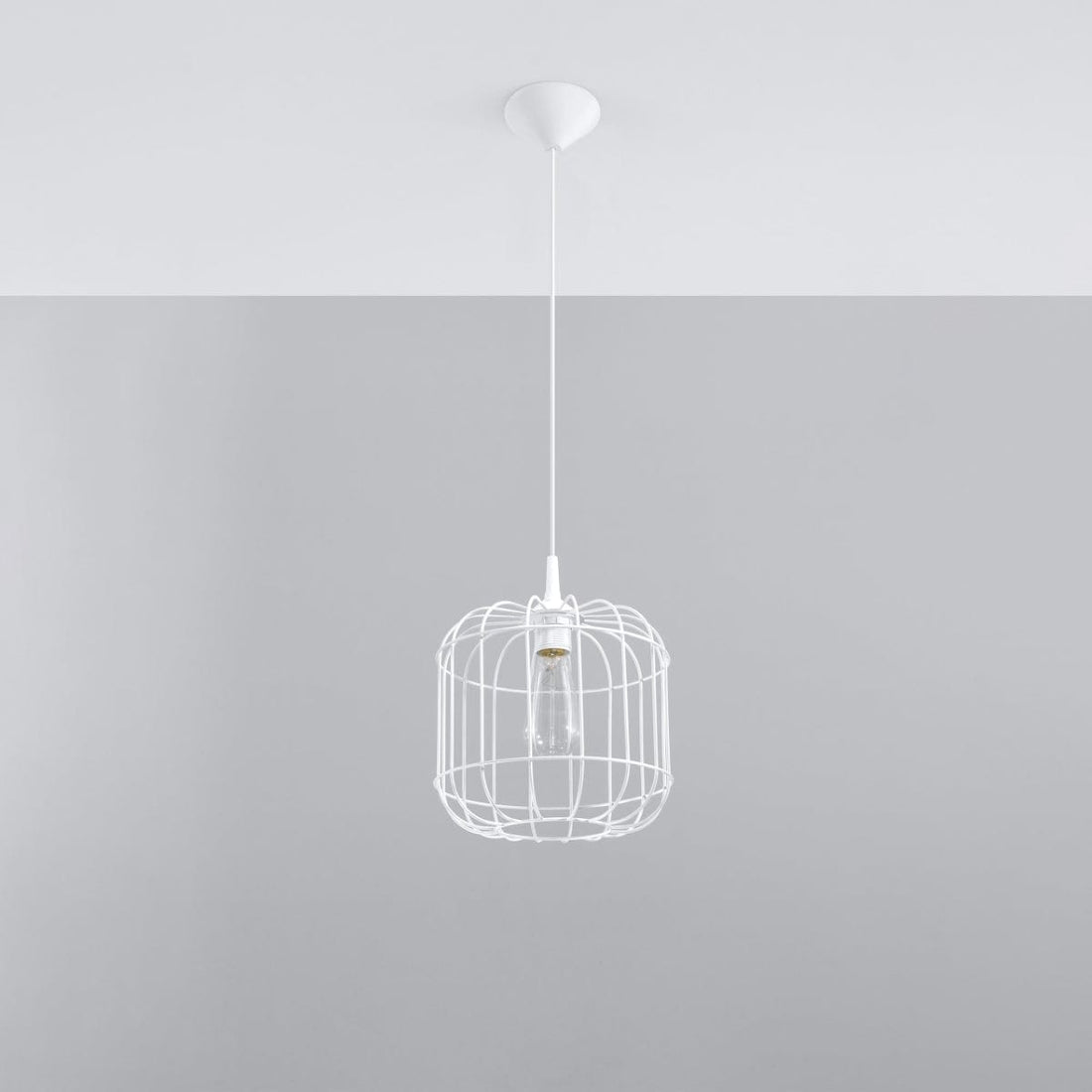 Pendellampa Celta Vit - Modern Geometrisk Design - Justerbar Hänghöjd - Utbytbar E27-lampa - Elegant och Mångsidig Belysningslösning